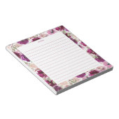 ピンク色のマゼンタの水色花模様メモ帳 ノートパッド (アングル)