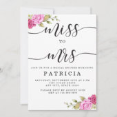 ピンク色のマゼン恋しく思タフローラからMrsブライダルシャワー 招待状 (正面)