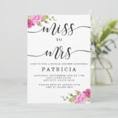 ピンク色のマゼン恋しく思タフローラからMrsブライダルシャワー 招待状 (スタンド正面)