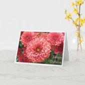 ピンク色のママ カード (黄色い花)