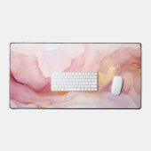 ピンク色のマーブル デスクマット (キーボード&マウス)