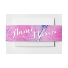 ピンク色のマーブル 招待状ベリーバンド