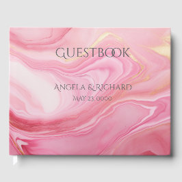 ピンク色のマーリング付き背景 ゲストブック