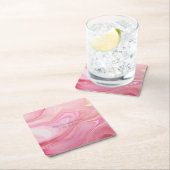 ピンク色のマーリング付き背景 スクエアペーパーコースター (インサイチュ)