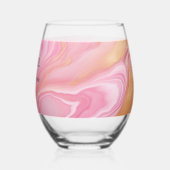ピンク色のマーリング付き背景 ステムなしワイングラス (裏面)