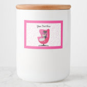 ピンク色のミッドセンチュリーチェア水玉模様の2匹かわいい猫 フードラベル (正面)