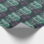 ピンク色のメガネを使ったグリーンライオン「はくな又田」アート ラッピングペーパー (角)