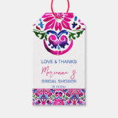 ピンク色のメキシコのタイルブライダルシャワーの好意 ギフトタグ (正面)