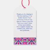 ピンク色のメキシコのタイルブライダルシャワーの好意 ギフトタグ (裏面)