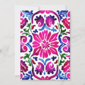 ピンク色のメキシコのタイルブライダルシャワーテンプレート 招待状 (裏面)