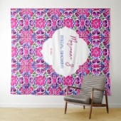ピンク色のメキシコのタイルブライダルシャワー背景 タペストリー (インサイチュ(横))