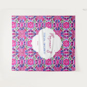 ピンク色のメキシコのタイルブライダルシャワー背景 タペストリー (正面(横))