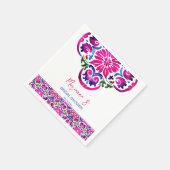 ピンク色のメキシコのタイルブライダルシャワー食器 スタンダードカクテルナプキン (角)