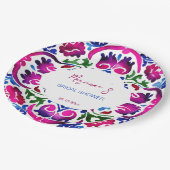 ピンク色のメキシコのタイルブライダルシャワー食器 ペーパープレート (アングル)