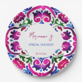 ピンク色のメキシコのタイルブライダルシャワー食器 ペーパープレート (正面)