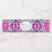 ピンク色のメキシコのタイルブライダルシャワー パーソナライズされた ペットボトルラベル (シングルラベル)