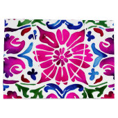 ピンク色のメキシコのタイル花嫁の分隊バチェロレッテ ラージペーパーバッグ (裏面)