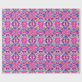 ピンク色のメキシコのタラベラのタイル模様 ラッピングペーパー (フラット)