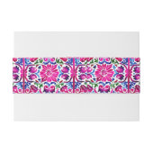 ピンク色のメキシコのタラベラ結婚タイルのテンプレート 招待状ベリーバンド (裏面例)