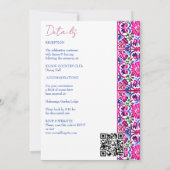 ピンク色のメキシコのタラベラ結婚タイルのテンプレート 招待状 (裏面)