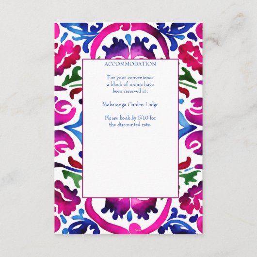 ピンク色のメキシコのタラベラ結婚タイルの詳細 エンクロージャーカード (裏面)