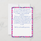 ピンク色のメキシコのタラベラ結婚タイル サンキューカード (裏面)