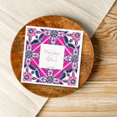 ピンク色のメキシコ結婚ンタイルの食器テンプレート スタンダードカクテルナプキン