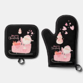 ピンク色のメリークリスマス | | 鍋つかみ&鍋敷きセット (正面)