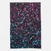 ピンク色のモザイク模様の輝くグリッター キッチンタオル (縦)