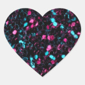 ピンク色のモザイク模様の輝くグリッター ハートシール (正面)