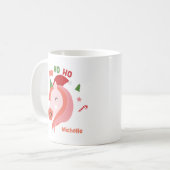ピンク色のユニコーンクリスマスマグ コーヒーマグカップ (正面左)