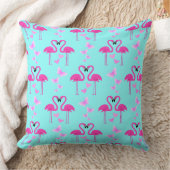 ピンク色のラブフラミンゴをシアンに クッション (ブランケット)