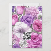 ピンク色のラベンダーとマフーに近いフローラ結婚の 招待状 (裏面)