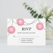 ピンク色のランタンRSVP 出欠カード (スタンド正面)