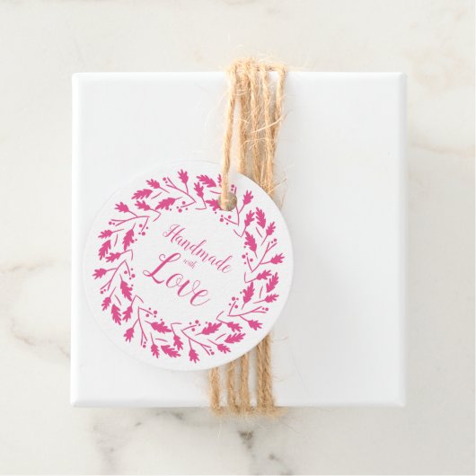 ピンク色のラヴ引用文デザイン手作り フェイバータグ (インサイチュ)