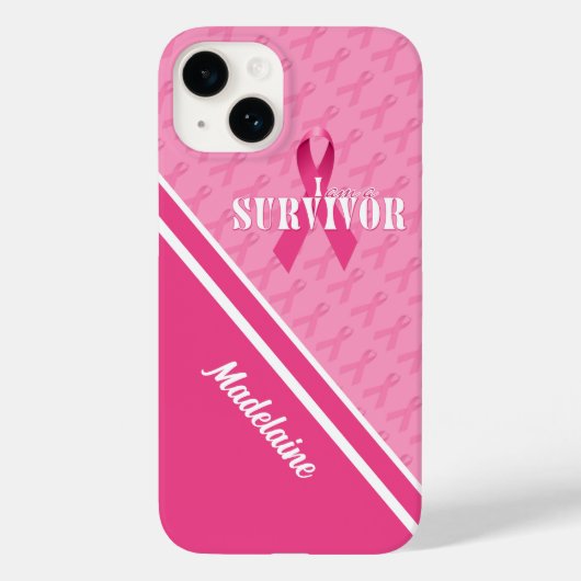 ピンク色のリボンがんを克服した人と白 Case-Mate iPhoneケース (裏面)