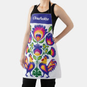 ピンク色のルースターを持つ民話 エプロン (インサイチュ)