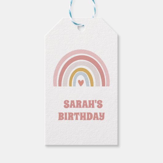 ピンク色のレインボーギフトカスタマイズラベルへ又はペルソニス ギフトタグ (正面)