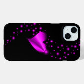 ピンク色のレインボーハートと星の黒 Case-Mate iPhoneケース (裏面 (横))