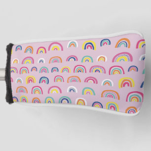 ピンク色のレインボーパターン ゴルフヘッドカバー