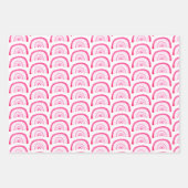 ピンク色のレインボーパターン ラッピングペーパーシート (正面)