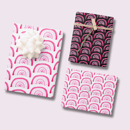 ピンク色のレインボーパターン ラッピングペーパーシート