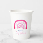 ピンク色のレインボーベビーガールシャワー 紙コップ (正面)