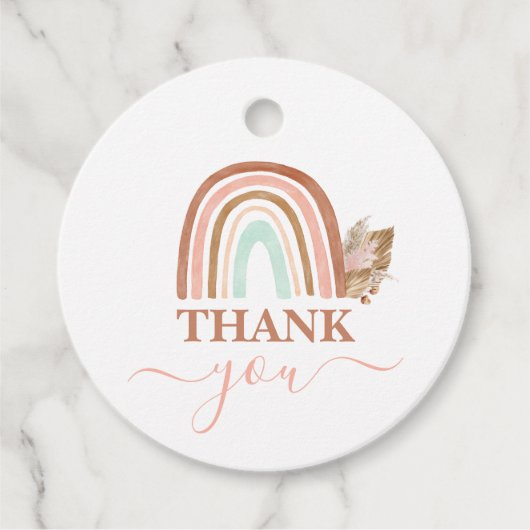 ピンク色のレインボーベビーシャワーガール フェイバータグ (正面)