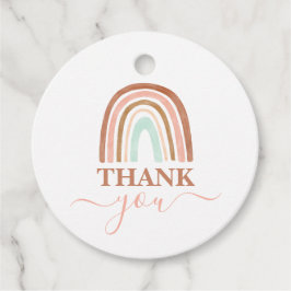 ピンク色のレインボーベビーシャワー フェイバータグ