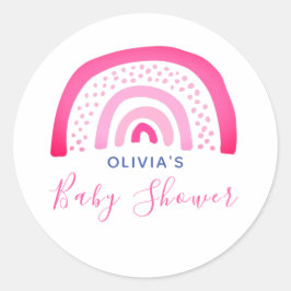 ピンク色のレインボーベビーシャワー ラウンドシール