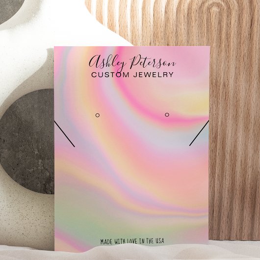 ピンク色のレインボーマーブルネックレスイヤリング