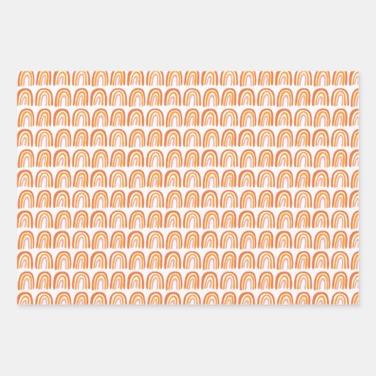 ピンク色のレインボーモダンボーかわいい柄のギフトユニークプレゼント ラッピングペーパーシート (正面)