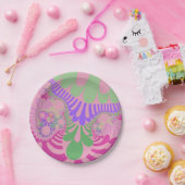 ピンク色のレインボーモダン ペーパープレート (パーティー)