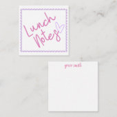 ピンク色のレインボーランチノート エンクロージャーカード (正面/裏面)